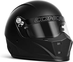 Conquer helmet front view showing aerodynamic shell and visual protection benefit