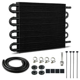 COOLMODA front view of oil cooler showing compact aluminum core for improved cooling