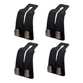 Coozyland front view of four black leather headrest hooks showing premium style and organization