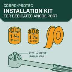 Corro-Protec socket close-up highlighting durable 1-3/16 and 1-1/16 sizes for secure fit