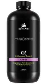 Corsair XL8 translucent purple bottle front view showing label and capacity benefits
