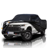 Cotryvox cover front view protecting Silverado, shows full fit and curb appeal
