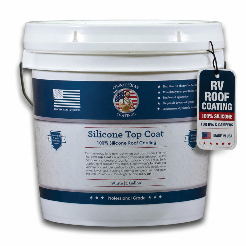 Countryman 1-gallon container front label showing product name and white finish, clear identification benefit