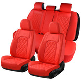 Coverado front seat full view showing red faux leather and refined look