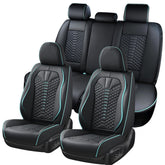 Coverado front seat full view showing sleek black and blue finish and protection