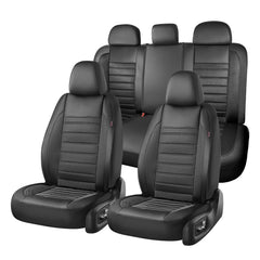 Coverado front seat covers shown installed, protects seats and upgrades interior