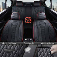 Coverado rear seat three-piece layout showing adjustable fit for bench seats