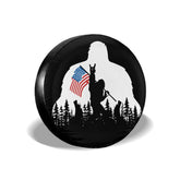 cozipink Bigfoot American flag spare tire cover front view protects tire from weather