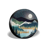 cozipink front print spare tire cover showing abstract mountains deer lake protecting spare