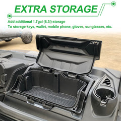 CPOWACE open interior showing 1.7 gal capacity ideal for phone and gloves