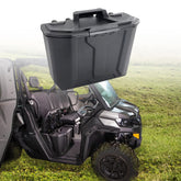 CPOWACE front view of right-side underseat bin showing compact profile and protection