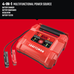 CRAFTSMAN digital display close-up showing voltage and percent charge benefits