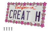 creathome front view chrome daisy frame showing full floral wreath and polished finish benefit: stylish curb appeal