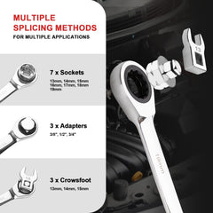 Crizendo sockets layout with engraved sizes for fast identification benefit