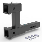 CROSSHIP front view of dual hitch extender showing both receivers and secure finish