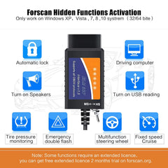 CTobd Elm327 USB plugged into vehicle OBD port demonstrating quick install benefit