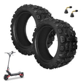 CuraceQ front view of two 11-inch tubeless scooter tires showing robust profile and fit