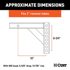 CURT 17120 close-up of vertical 3/4" holes illustrating adjustable head positions