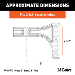 CURT close-up of vertical shank holes and spacing for precise adjustment