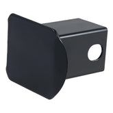 CURT hitch cover front view showing fit and sleek black finish for protection