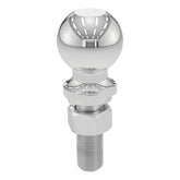 CURT trailer ball front view showing chrome finish and solid construction benefit