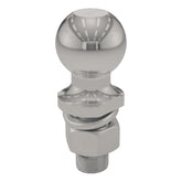 CURT stainless 2-inch hitch ball front view showing polished finish and fit benefit