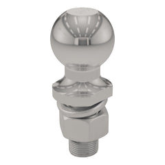 CURT stainless 2-inch hitch ball front view showing polished finish and fit benefit