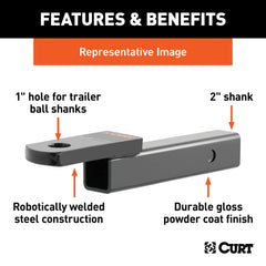 CURT detail of 1" ball hole for compatible trailer ball installation benefit