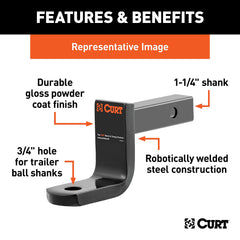 CURT 45028 installed in vehicle receiver showing correct towing clearance