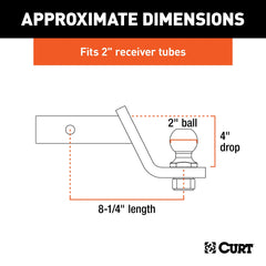 CURT 45056 close up of pre-torqued chrome 2-inch trailer ball for corrosion resistance