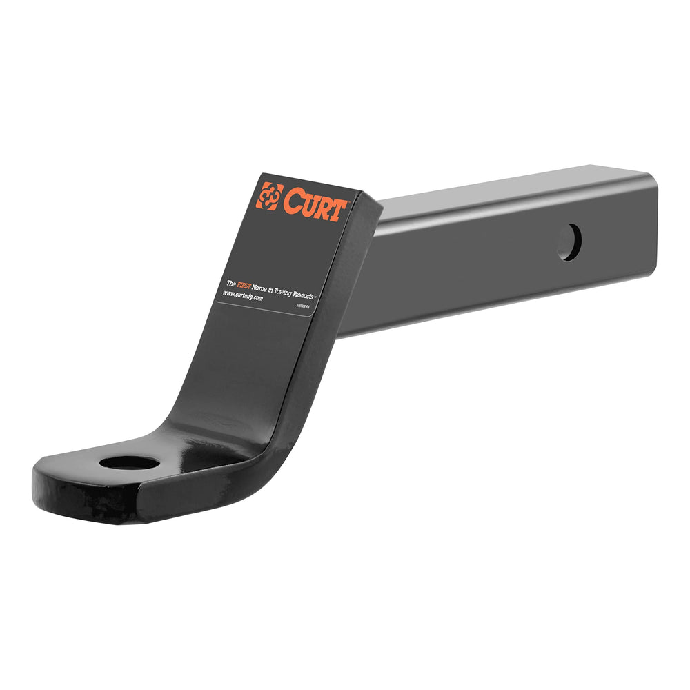 CURT 45060 front profile showing full length and mounting angle for secure towing