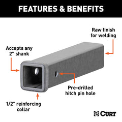 CURT 49120 welded into vehicle mount demonstrating practical towing extension