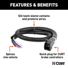 CURT 51516 color-coded pigtails close-up showing clear wire ID for easier splicing