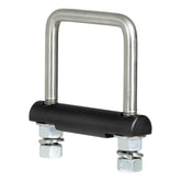 CURT anti-rattle clamp front view showing fit and fasteners for stable towing
