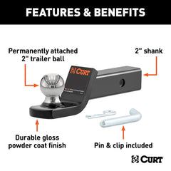 CURT polished 2" trailer ball top view for corrosion resistance benefit