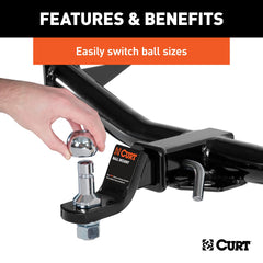 CURT switch ball installed on a ball mount demonstrating fitment