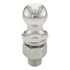 CURT front view of 2-inch stainless trailer ball showing polished head and fit benefits