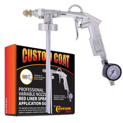 Custom Coat front view spray gun showing ergonomic body and hanger benefit