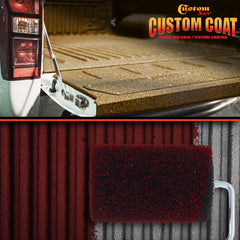 Custom Shop roller applying bedliner in a truck bed for durable non-slip surface