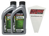 Cyclemax front packaging showing two KPO 10W-40 bottles and funnel for easy storage