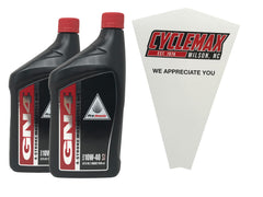 CYCLEMAX front view of two-bottle pack showing OEM GN4 10W-40 branding and convenience