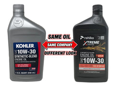 Cyclemax Kohler 10W-30 oil quart close-up label, readable specs for correct use