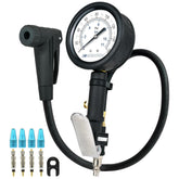 CycloSpirit front view of universal inflator gauge showing full tool and hose for precise inflation