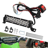 Cylemoto front-mounted LED bar on dirt bike improving nighttime visibility