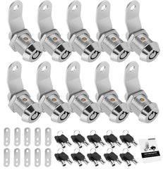 Cylinnda front view of ten keyed-alike cam locks showing quantity and uniform keys