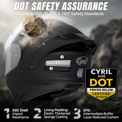 CYRIL helmet ABS shell close-up highlighting durable textured finish and strength