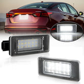D-Lumina front view of packaged license plate lights showing contents and benefit
