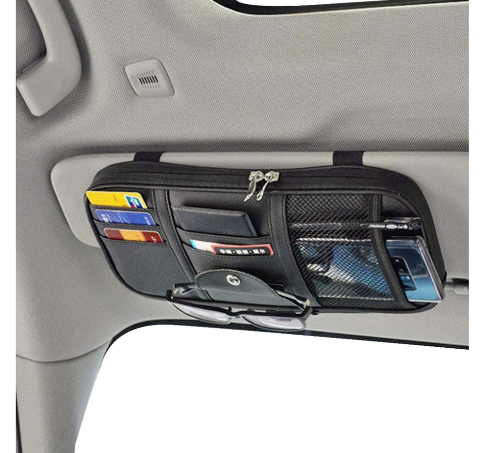 Da by front view of visor organizer showing neat storage benefit
