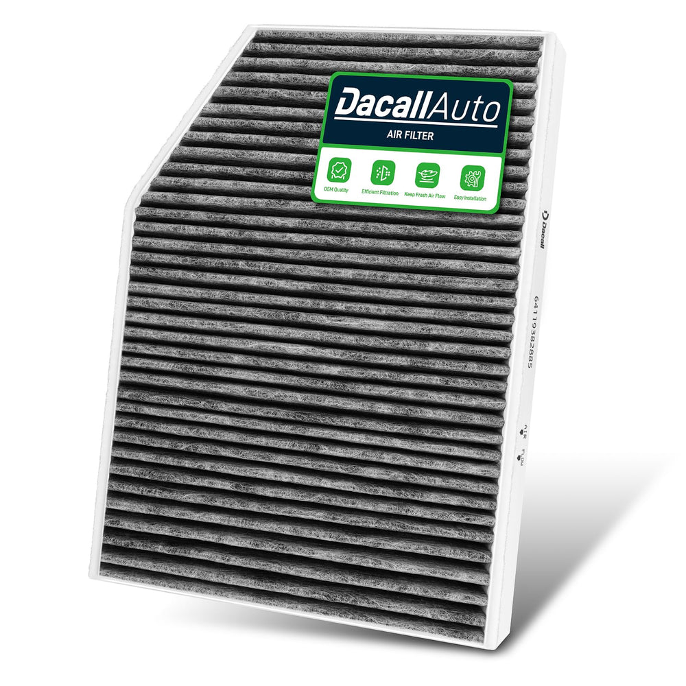 Dacall filter front packaging showing fit list and clean design for easy selection