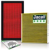Dacall front packaging showing cabin and engine filter combo benefiting easy maintenance